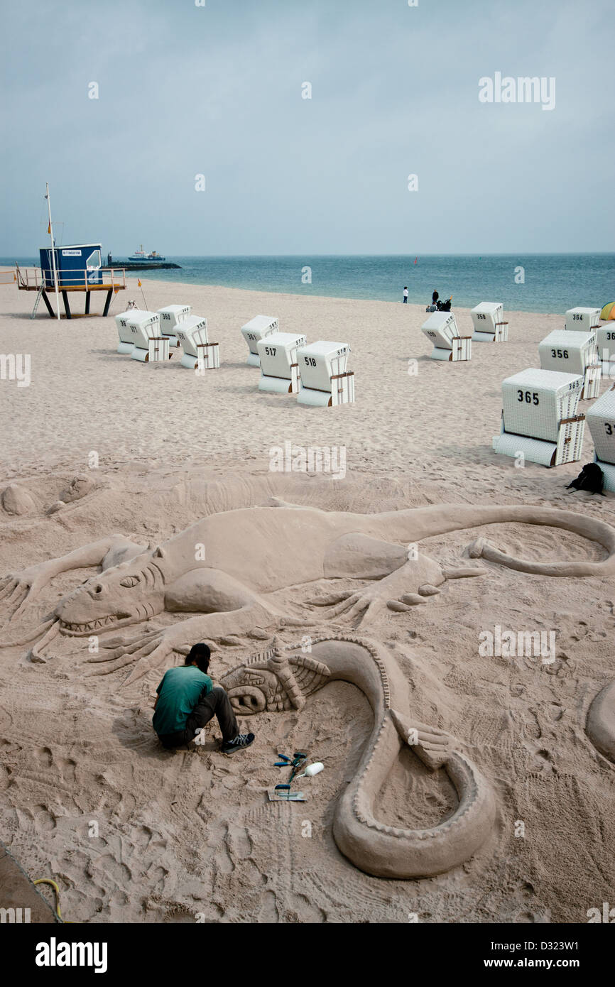 Sand Sculpture, Sylt, Germany Stock Photo
