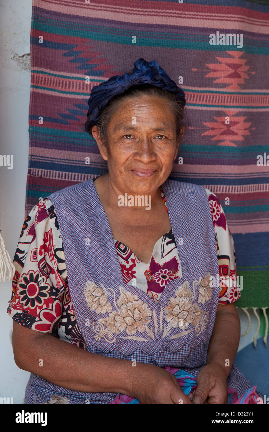 Woman Selling Handwoven Textiles In Oaxaca, Mexico Stock Photo - Alamy