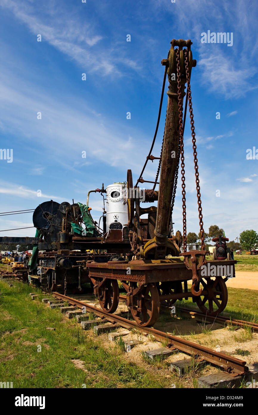 Old steam driven rail mounted crane hires stock photography and images
