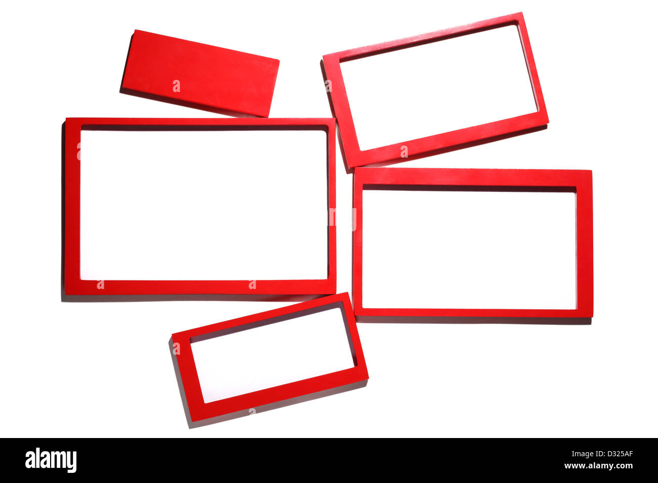 Set of red photo frames,isolated on white. Stock Photo
