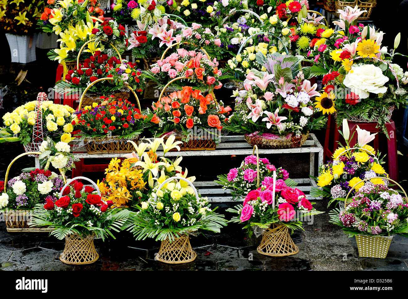 Flowers ,Central Market,Phnom Penh,Cambodia Stock Photo