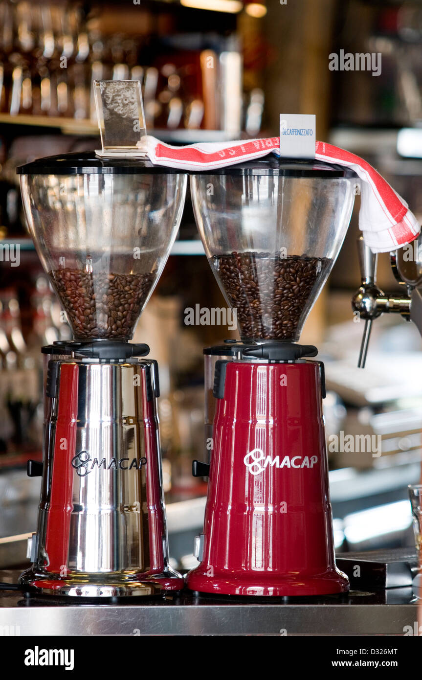 Coffee beans in grinders in an Osteria on Campo San San Polo