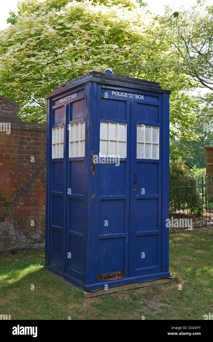 A blue police box at the Warren in Hayes Kent Stock Photo