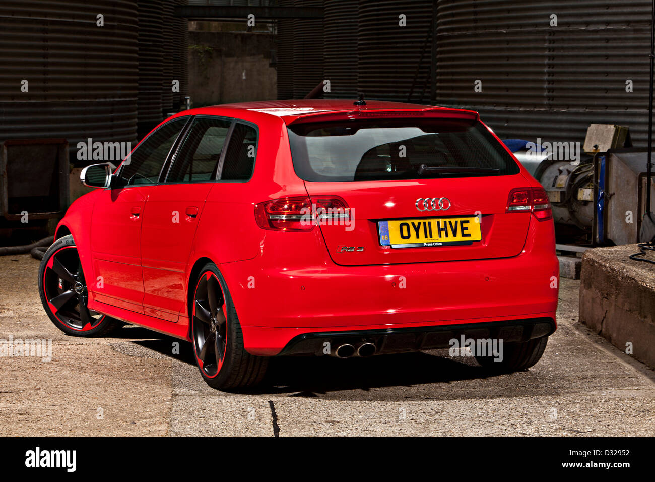 Red Audi RS 3, Winchester, England, UK Stock Photo