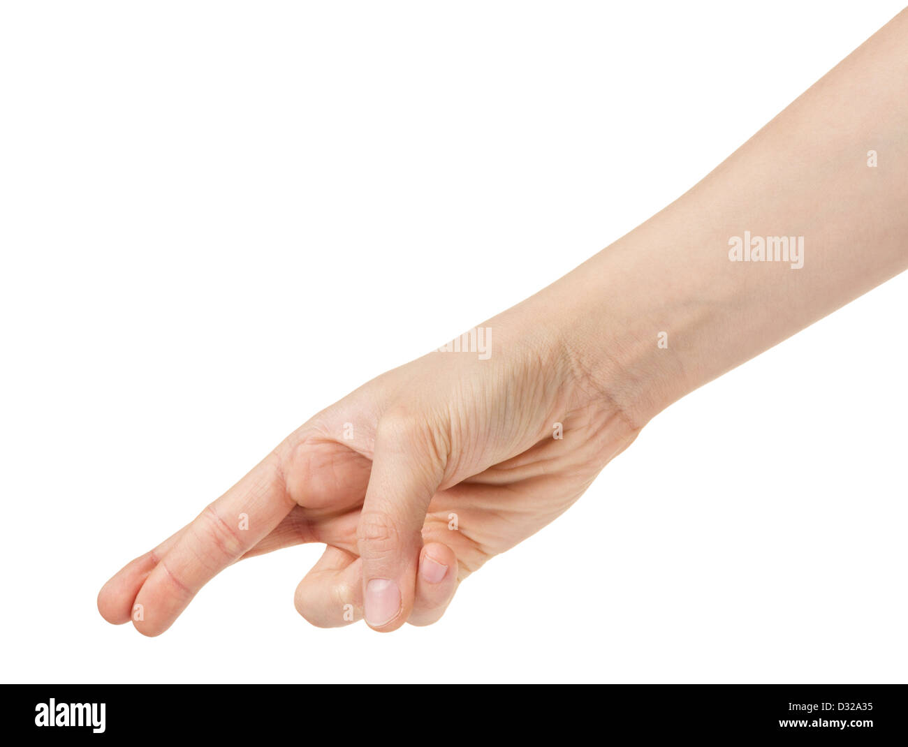 female teen hand with crossed fingers, isolated on white Stock Photo ...