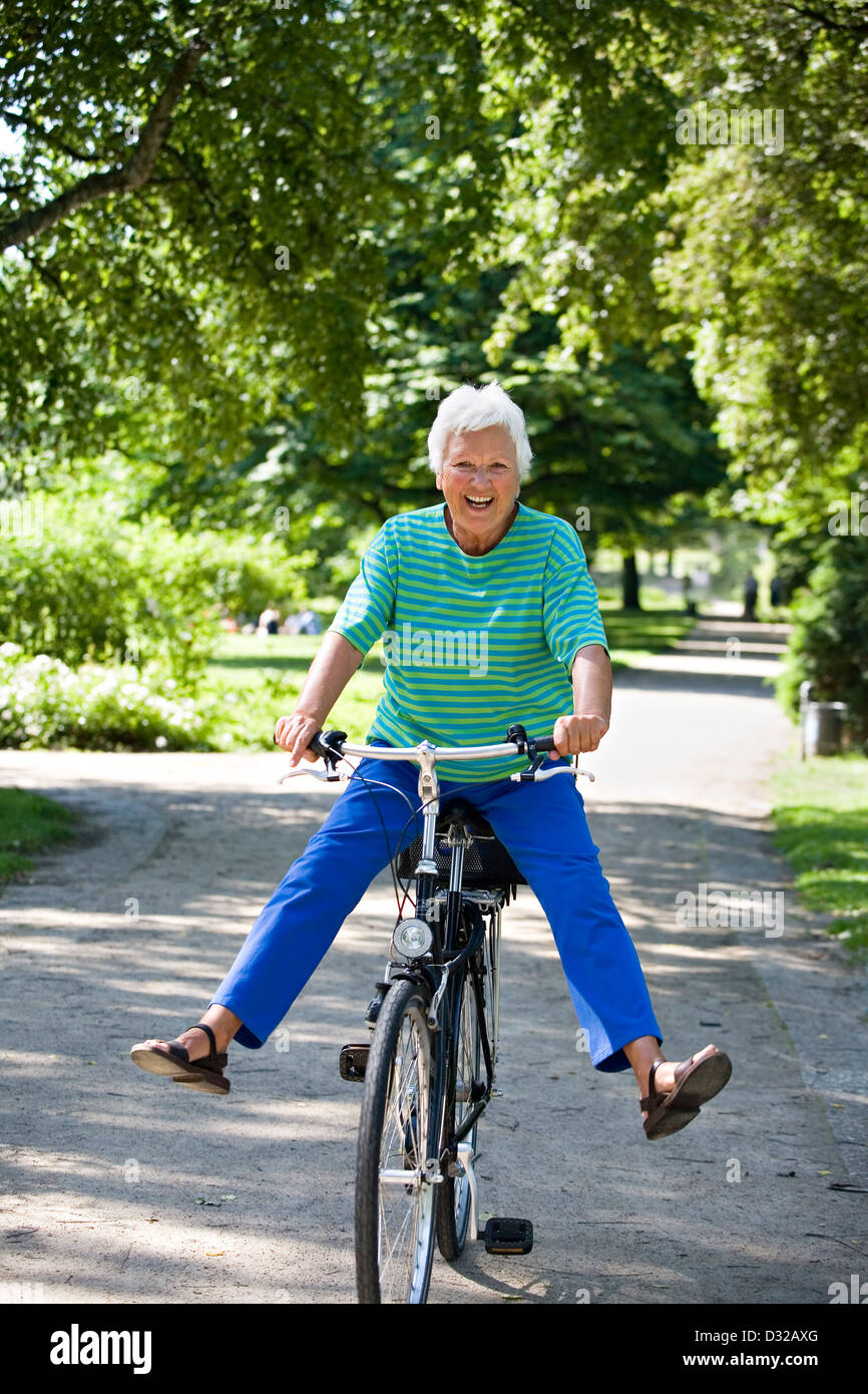 old woman riding