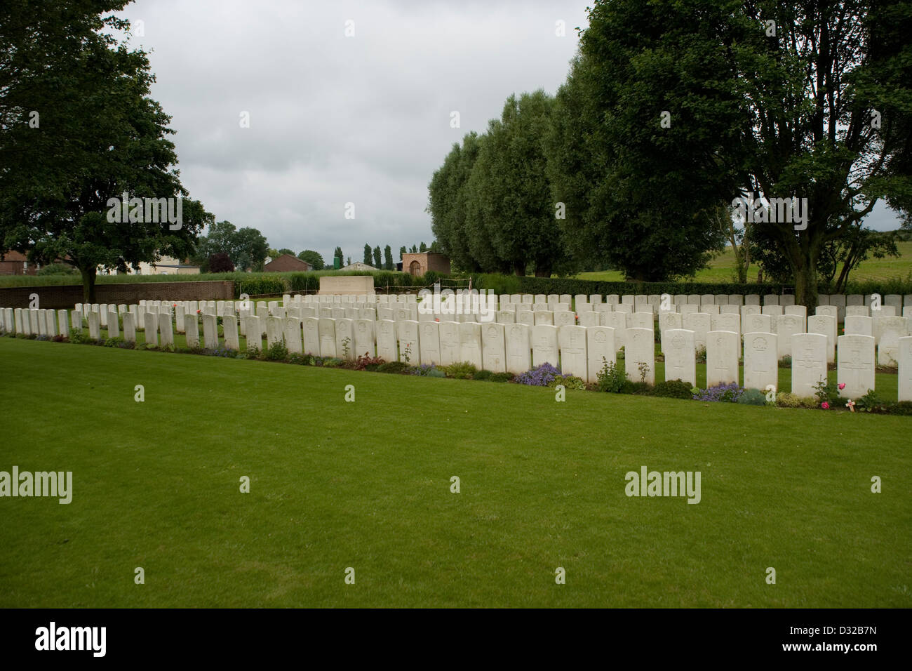 Dartmoor British cemetery on the Somme in BecordelBecourt containing