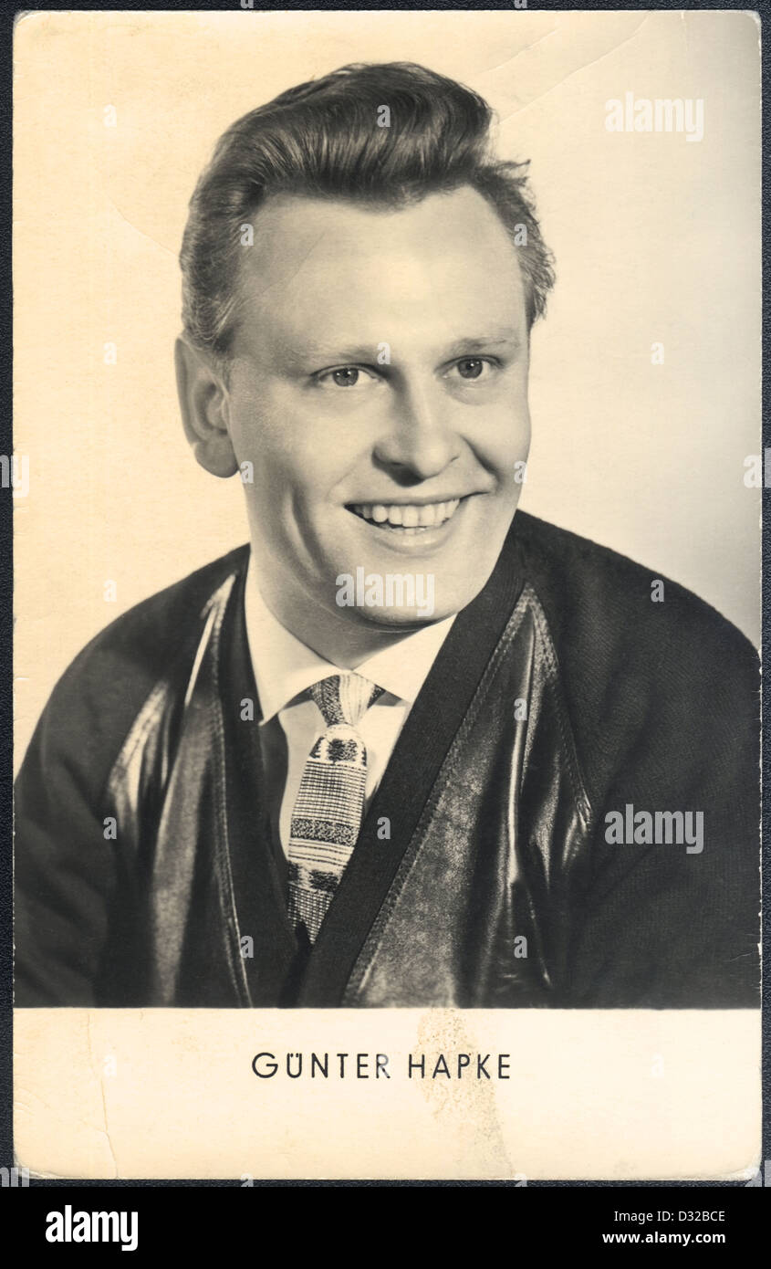 Retro postcard 1963. East Germany actor Gunter Hapke Stock Photo