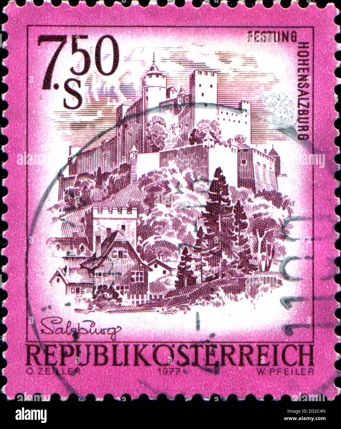 AUSTRIA CIRCA 1977 A stamp printed in Austria shows Festung