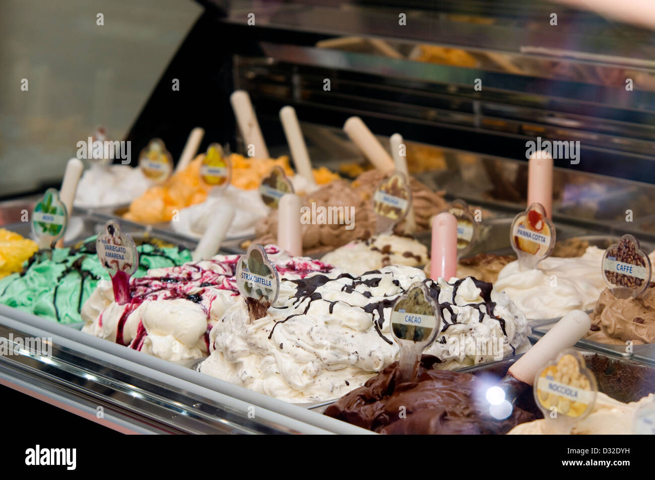 Gelato (icecream) on display in Gran Viale Santa Maria Elisabetta
