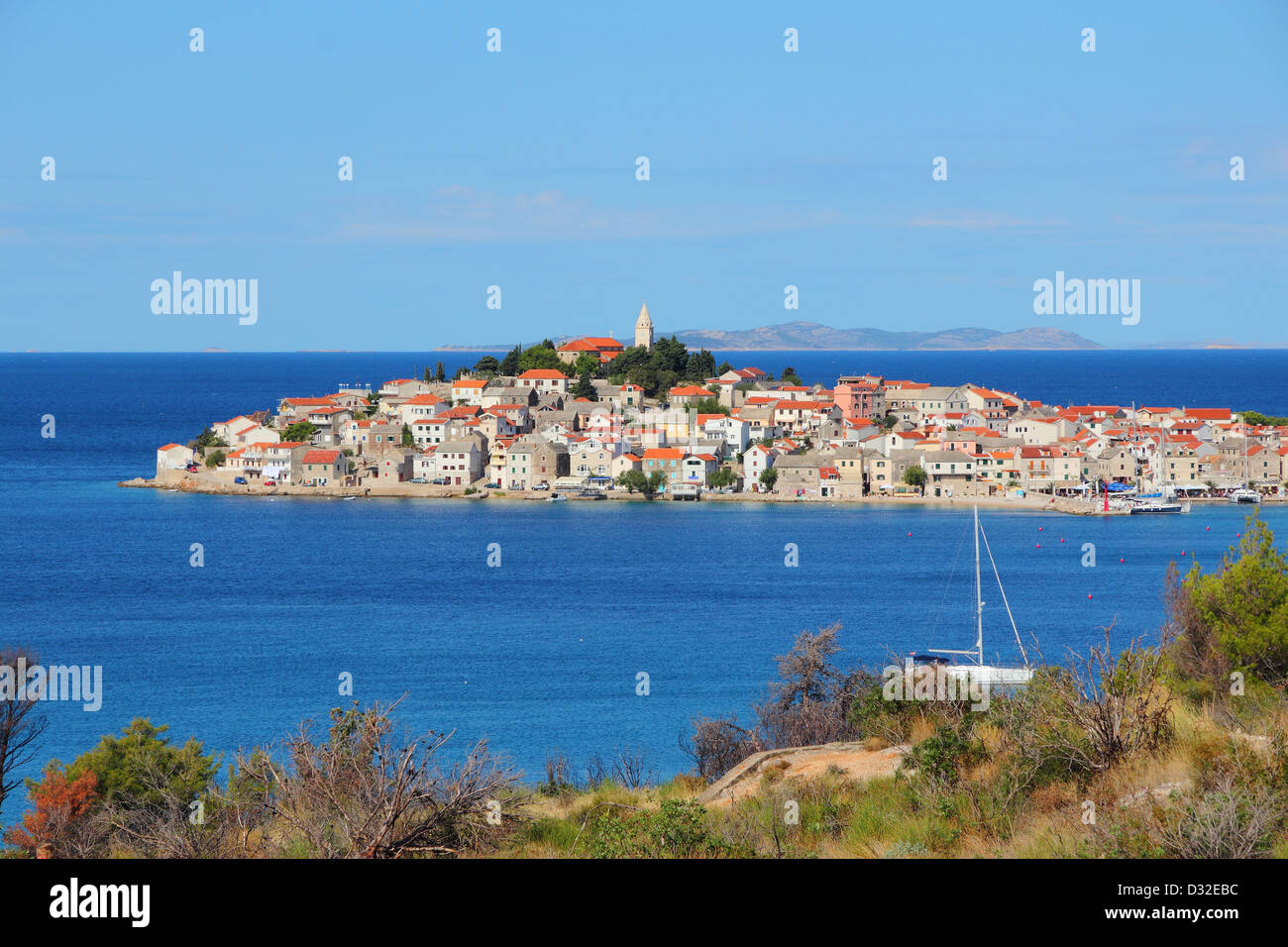 Croatia - Primosten, town in Dalmatia. Old town view. Stock Photo
