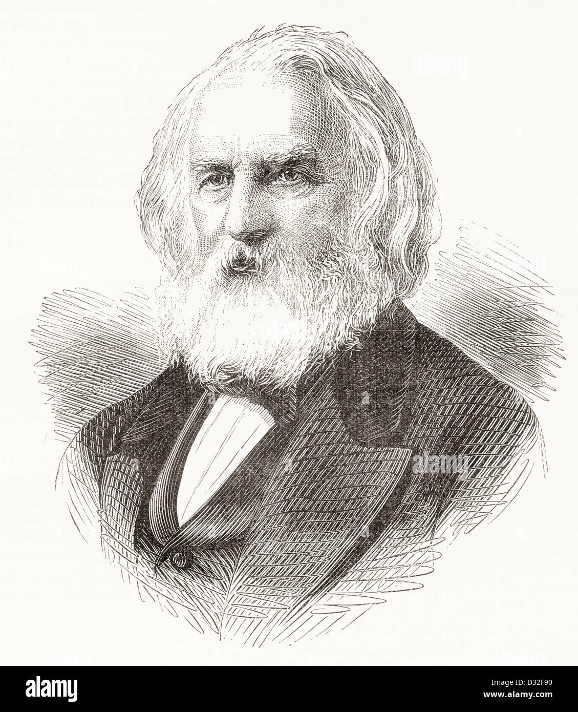 Henry Wadsworth Longfellow, 1807 –1882. American poet and professor. Stock Photo