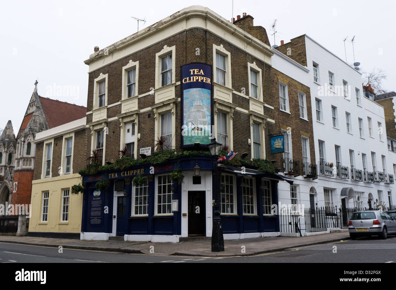 The Tea Clipper public house on the corner of Montpelier Street in Knightsbridge, London. Stock Photo