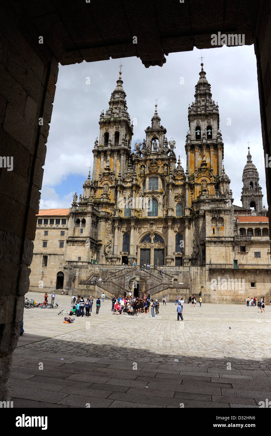 Santiago de Compostela cathedral,Pilgrimage,Way of St. James,La Coruna province,Galicia,Spain,UNESCO World Heritage Stock Photo