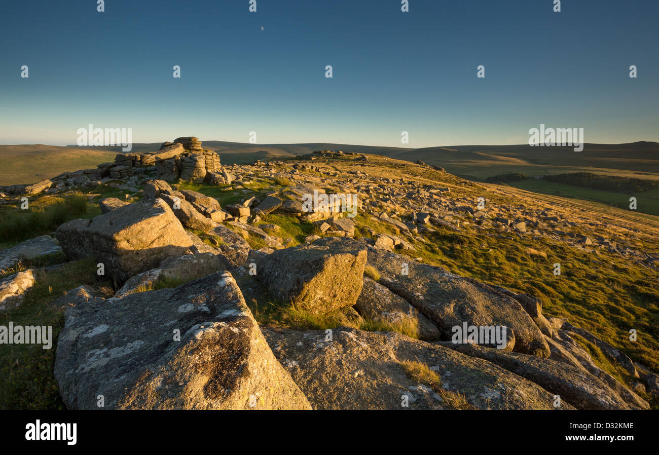 View from Belstone Tor looking towards East Mill Tor and Steeperton, Dartmoor National Park Devon Uk Stock Photo