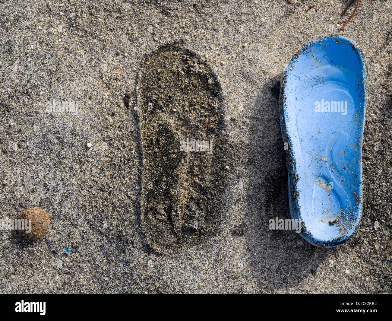 sole - trash on the beach Stock Photo