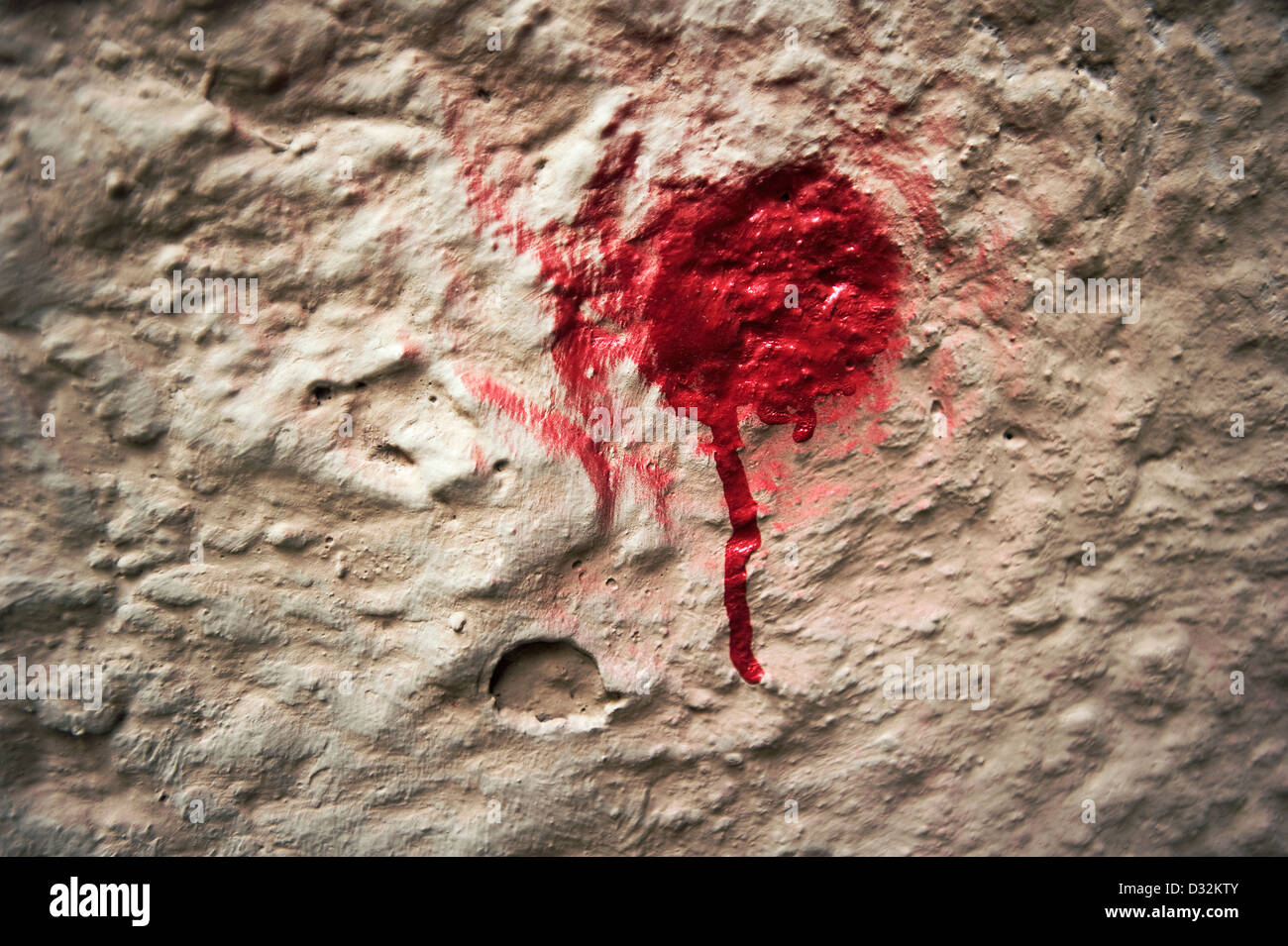 Red paint blob with drip Stock Photo