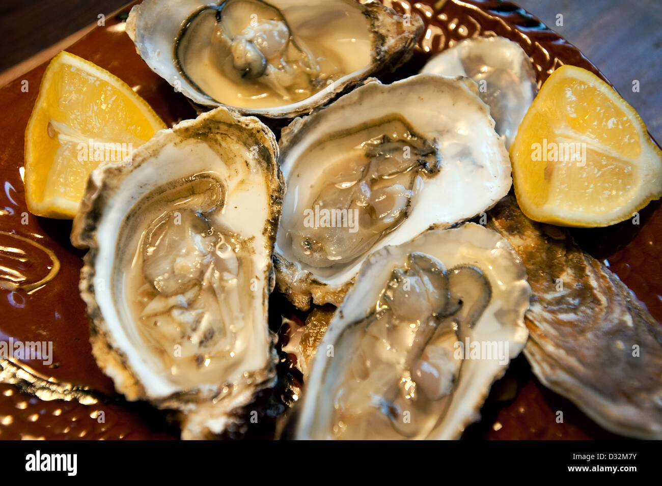 Oysters prepared to eat Stock Photo