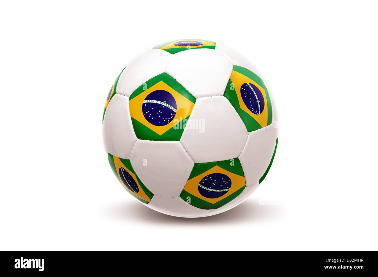 Soccer ball with Brazilian flag isolated in white Stock Photo