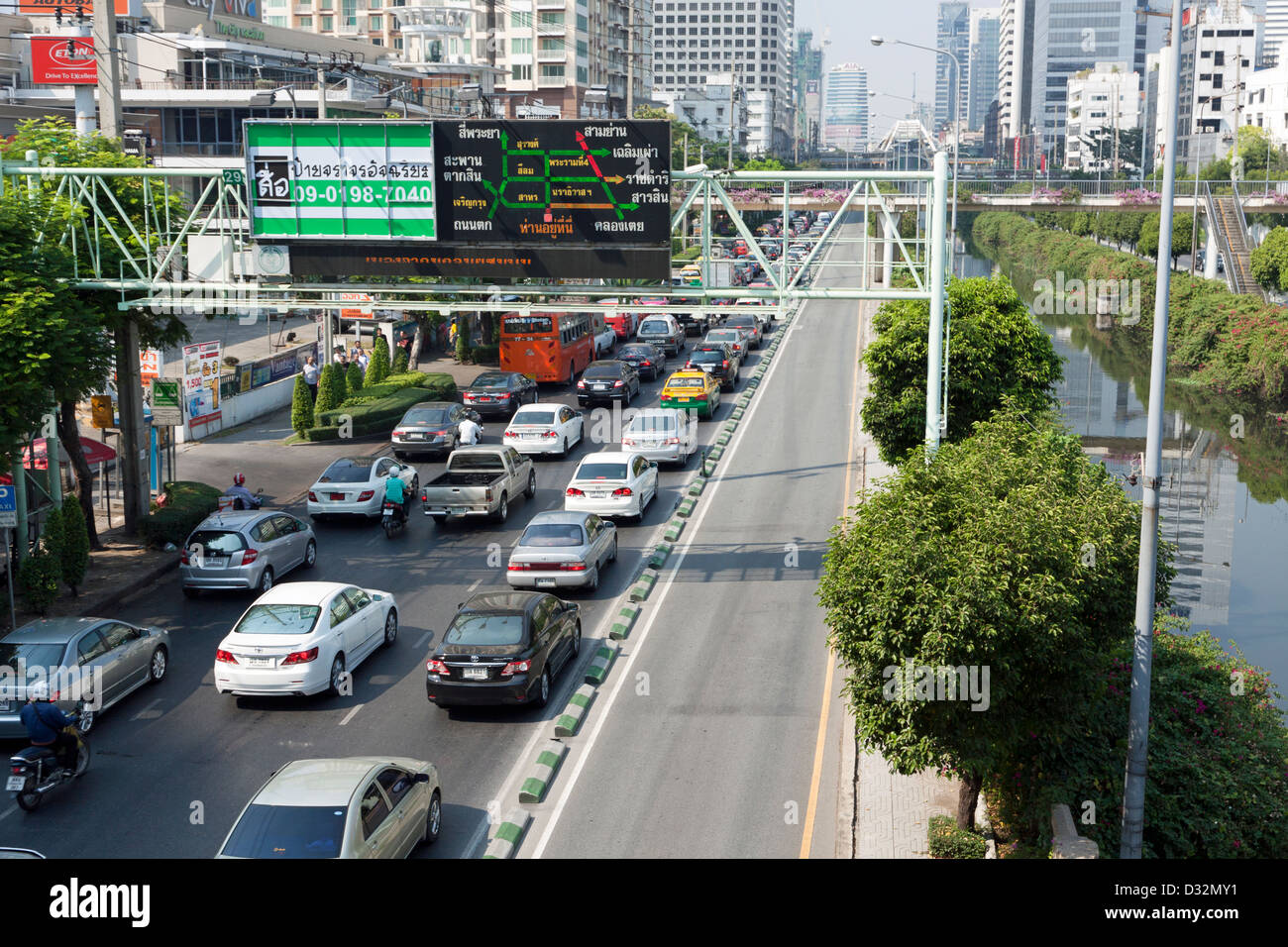 Congested Bangkok traffic on Sathorn Stock Photo