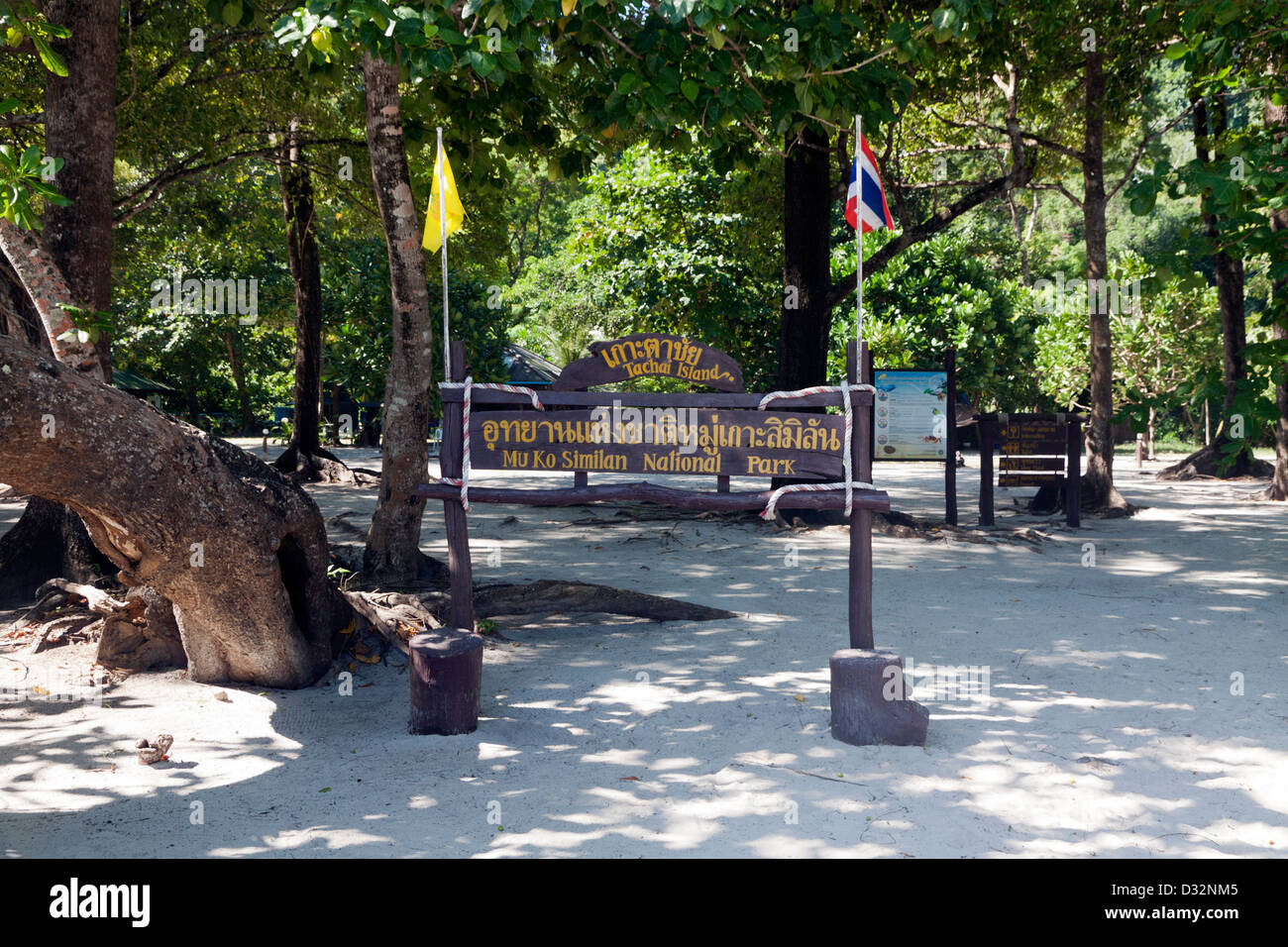 Mu Ko Similan National Park sign on Koh Tachai Island Thailand Stock Photo