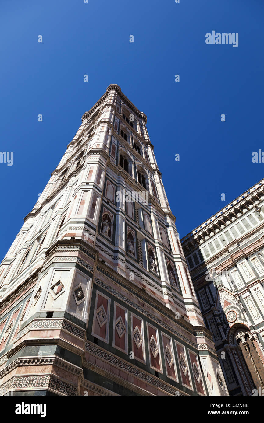 Perspective exasperated Giotto's Campanile, Florence Stock Photo