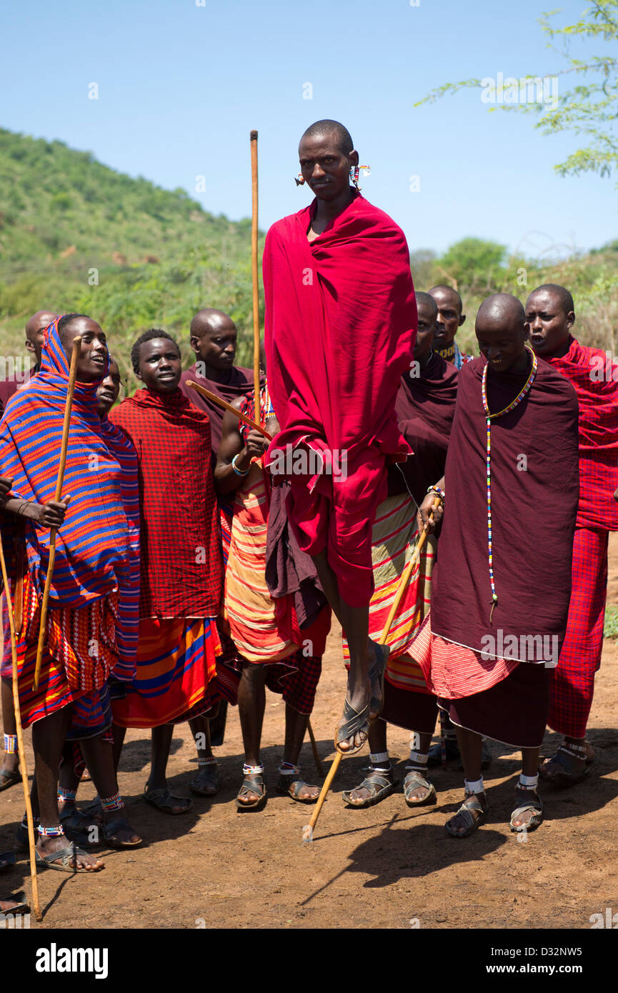 Maasai dancing, Kenya Stock Photo