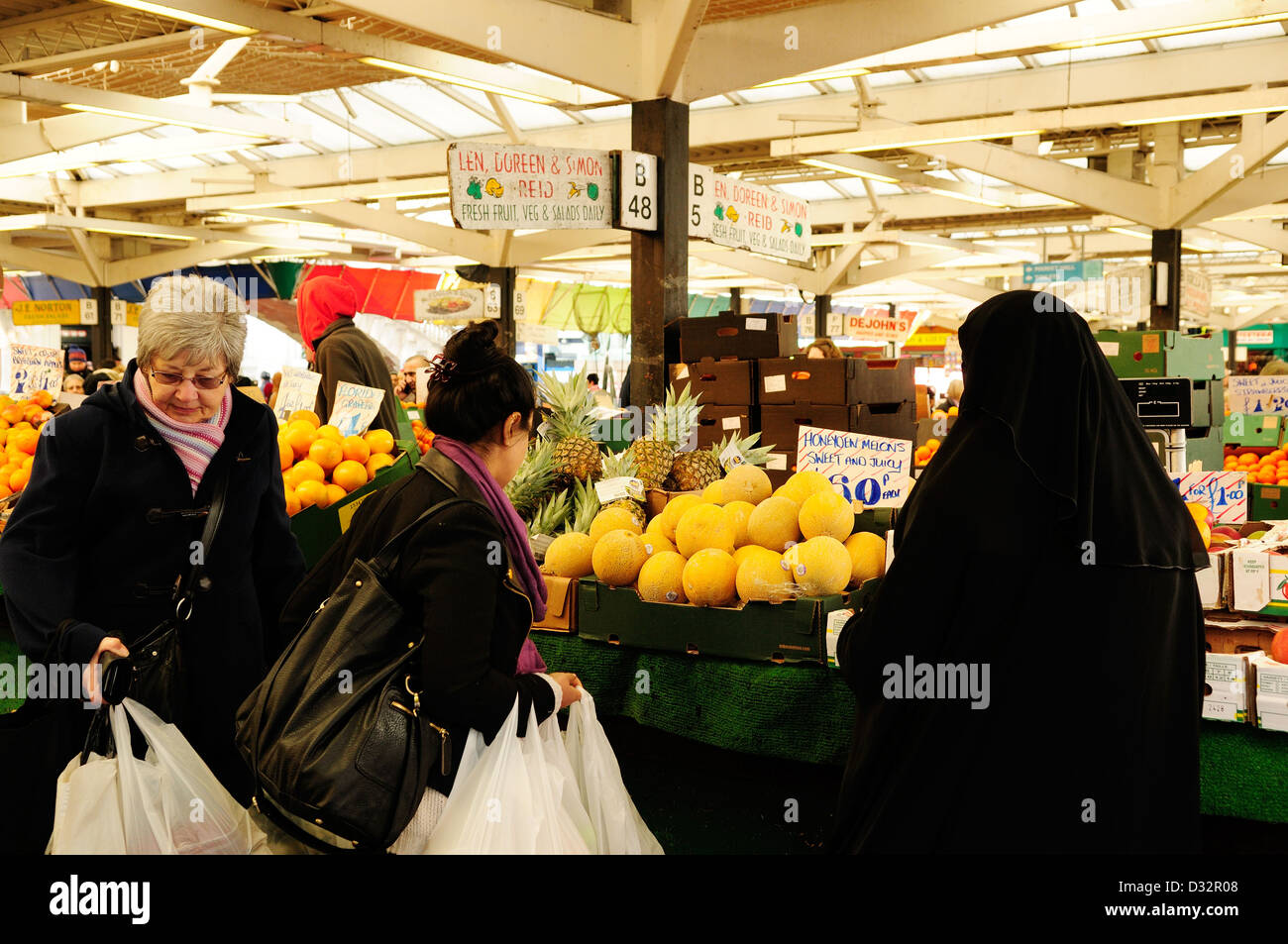 Leicester Outdoor Fruit and Vegetable Market. Stock Photo