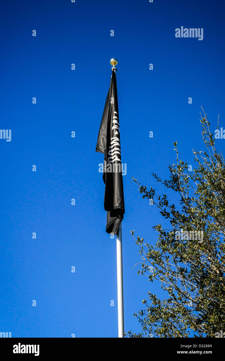 MIA-POW flag flying over the Sarasota National Cemetery Florida Stock Photo