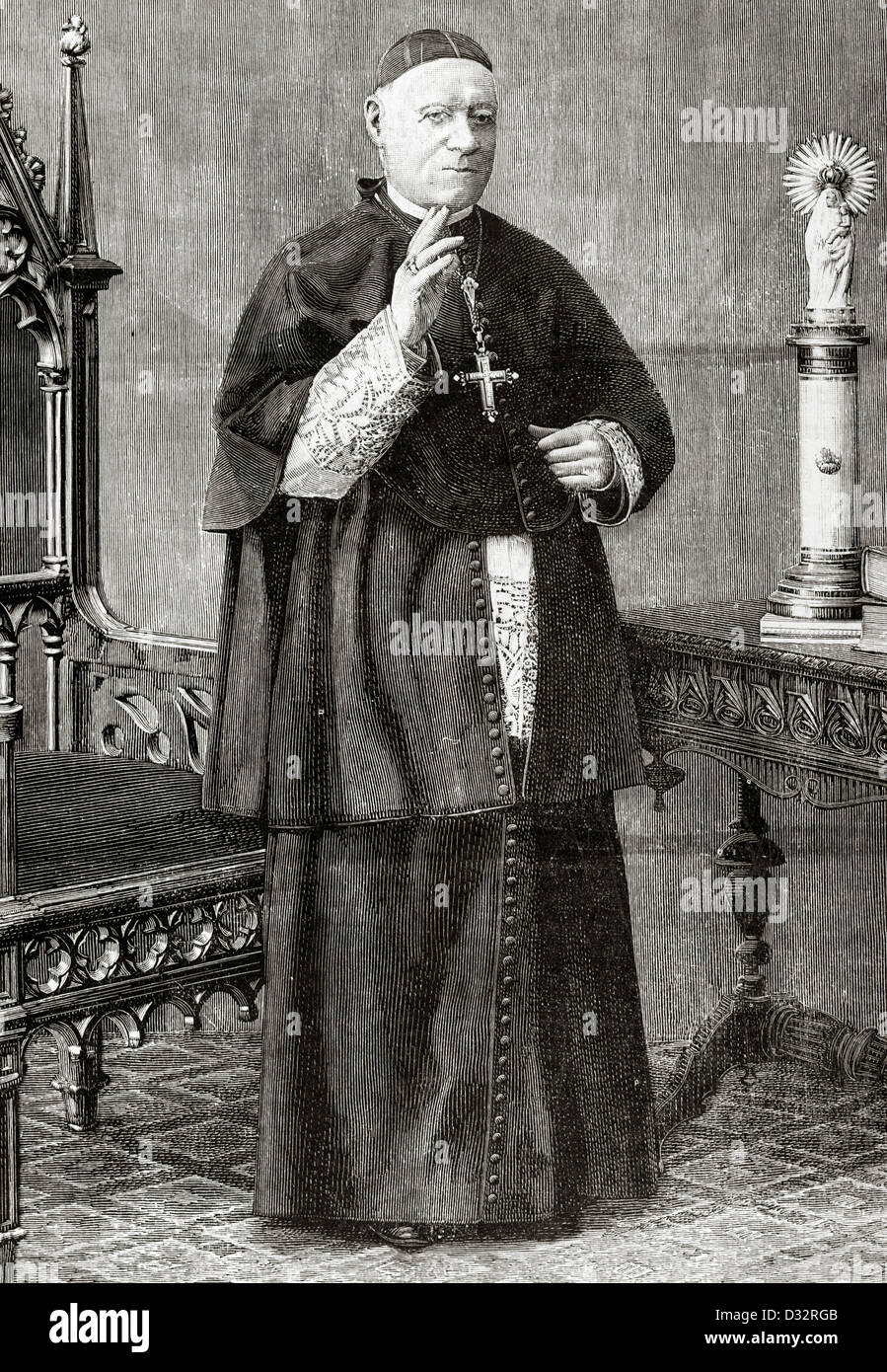 Francisco de Paula Benavides Navarrete (1810-1895). Spanish prelate. Cardinal Archbishop of Zaragoza. Engraving. Stock Photo