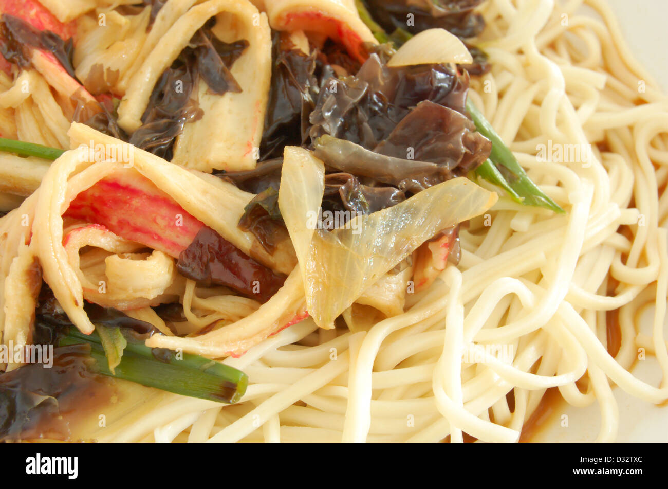 Plate of Japanese ramen noodles with seafood sauce Stock Photo Alamy
