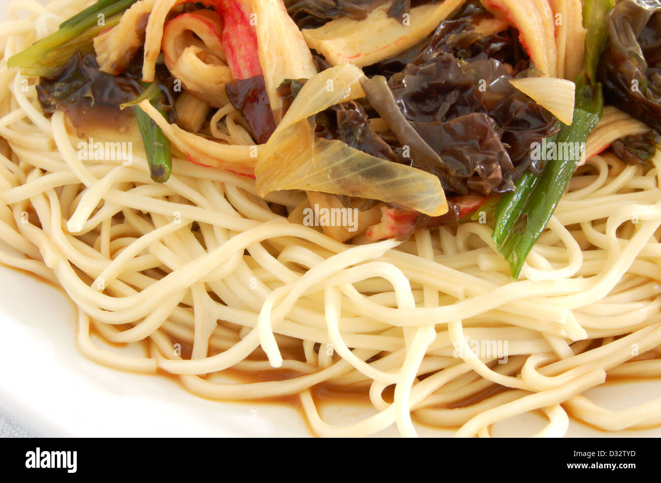 Plate of Japanese ramen noodles with seafood sauce Stock Photo Alamy