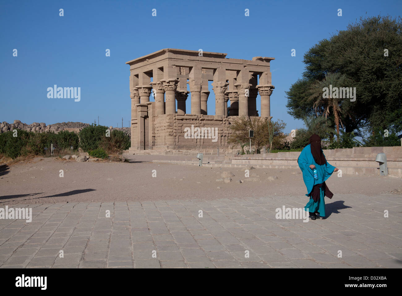 The Kiosk of Trajan at the Temple of Philae on the Island of Agilika by the River Nile in Egypt Stock Photo