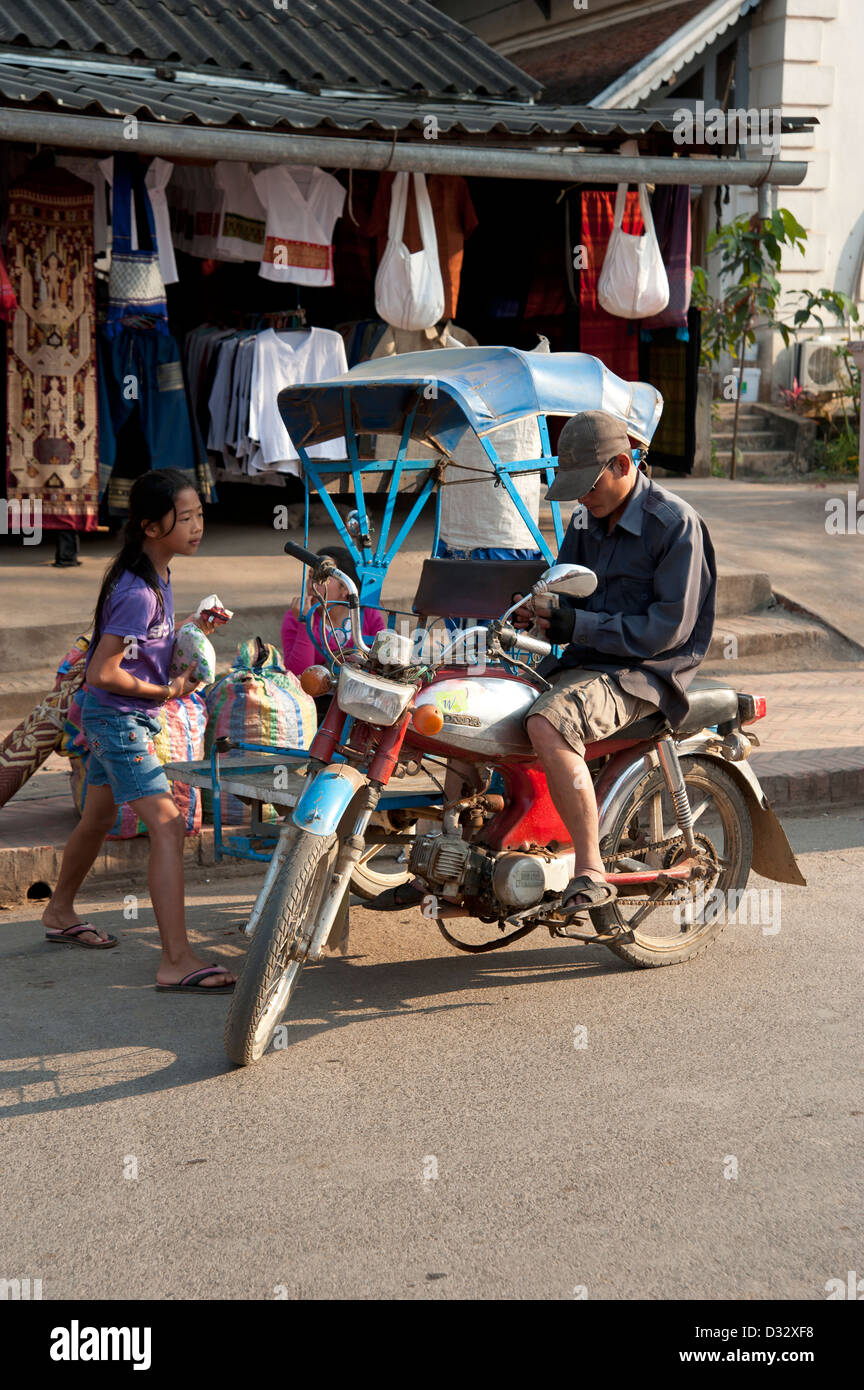 Motorbike taxi Luang Prabang Laos Stock Photo