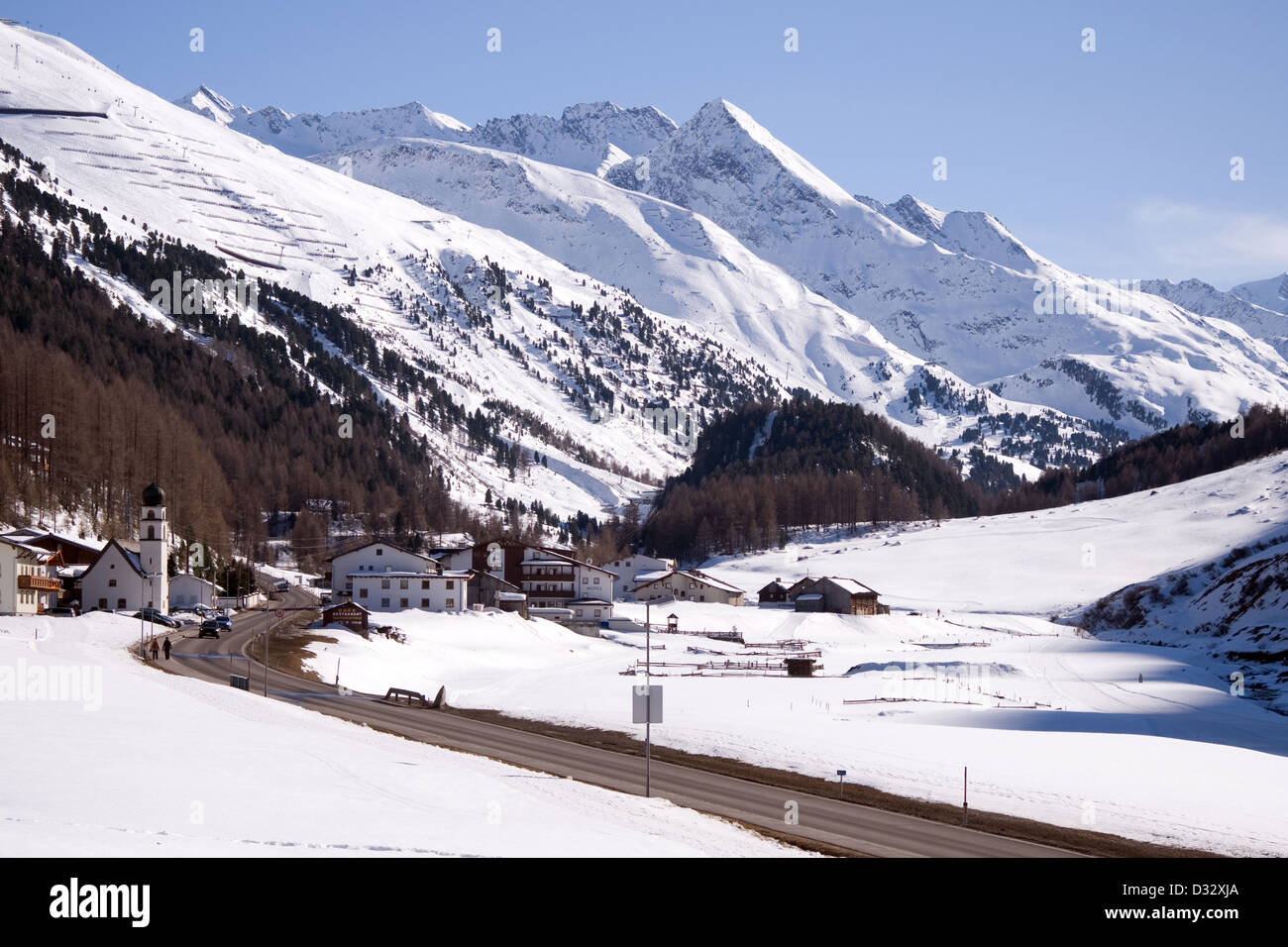 Tyrolean village in winter Stock Photo