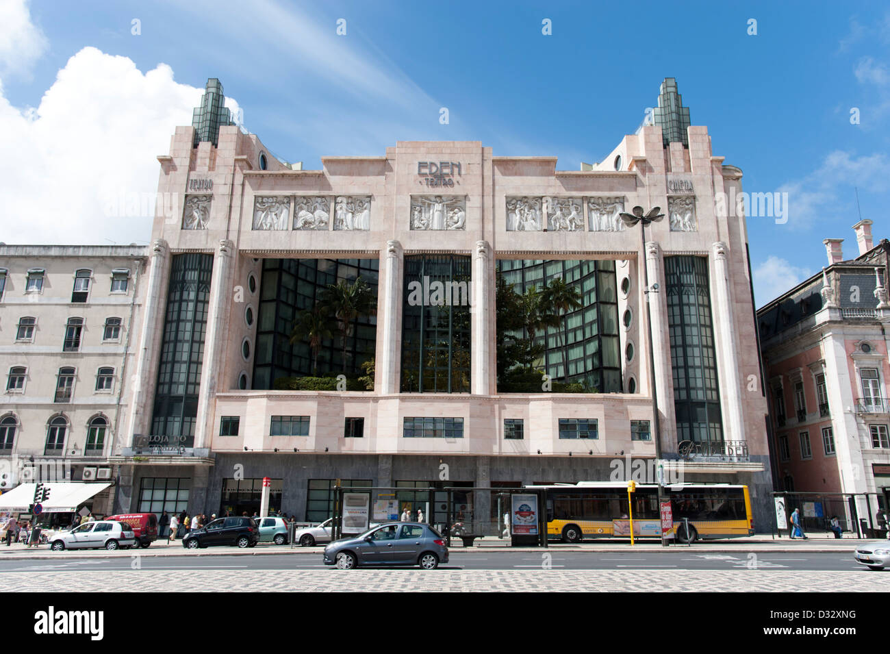 Eden Theatre on Praca dos Restauradores, Lisbon, Portugal Stock Photo