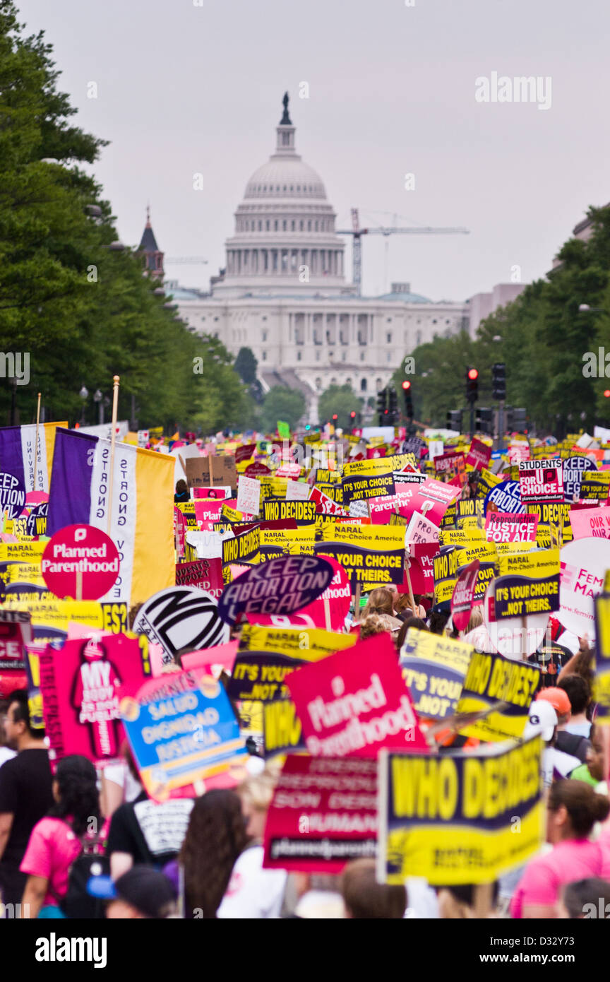 Huge pro-Choice, Women's Rights, Planned Parenthood rally and protest in Washington, DC Stock Photo