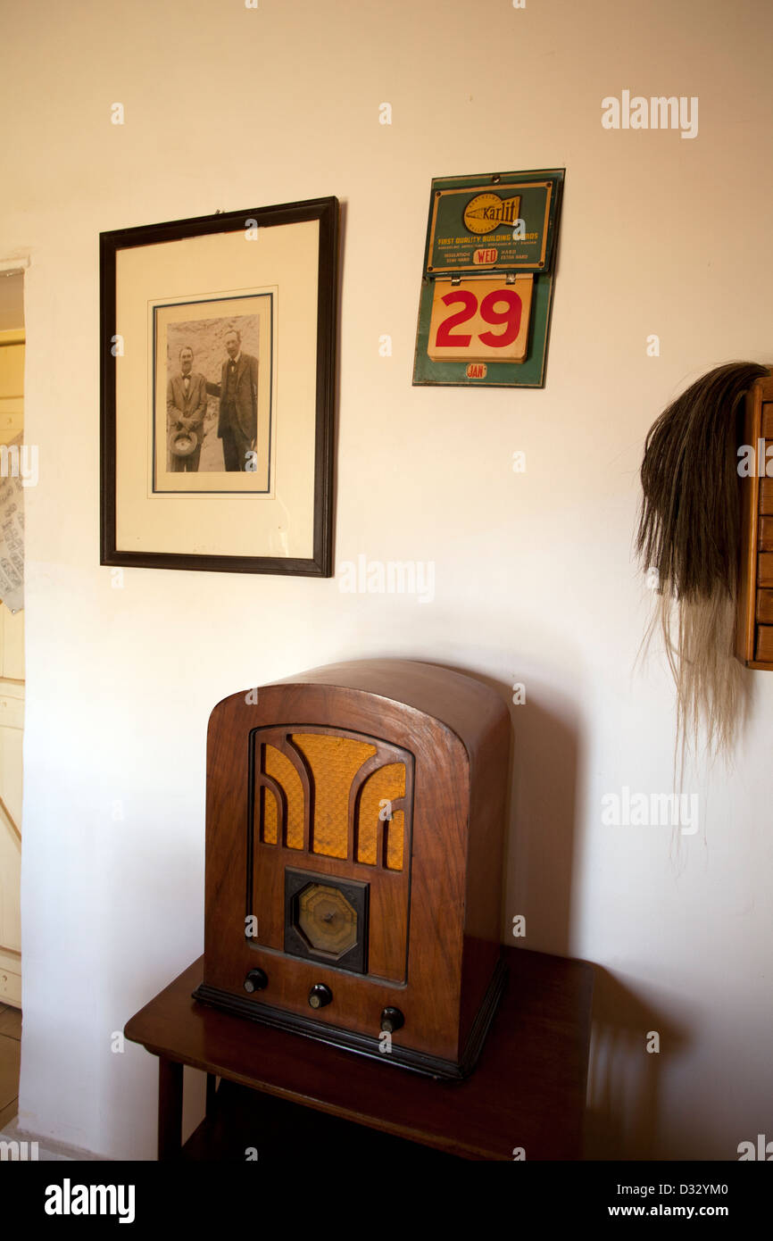 Radiogram and Wall in the study at the Howard Carter House Museum in Luxor Egypt Stock Photo