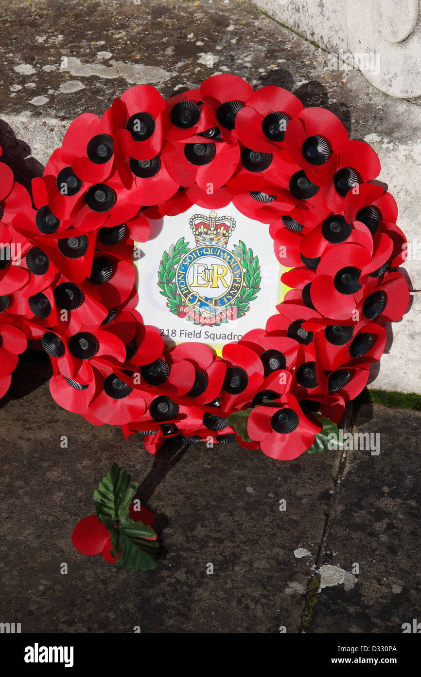 Poppy wreath on war memorial Milton Stock Photo