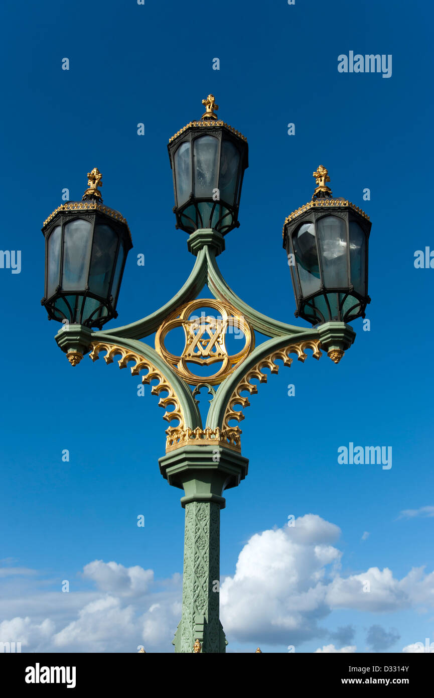 Ornate street lamppost in Westminster, London, England, UK Stock Photo