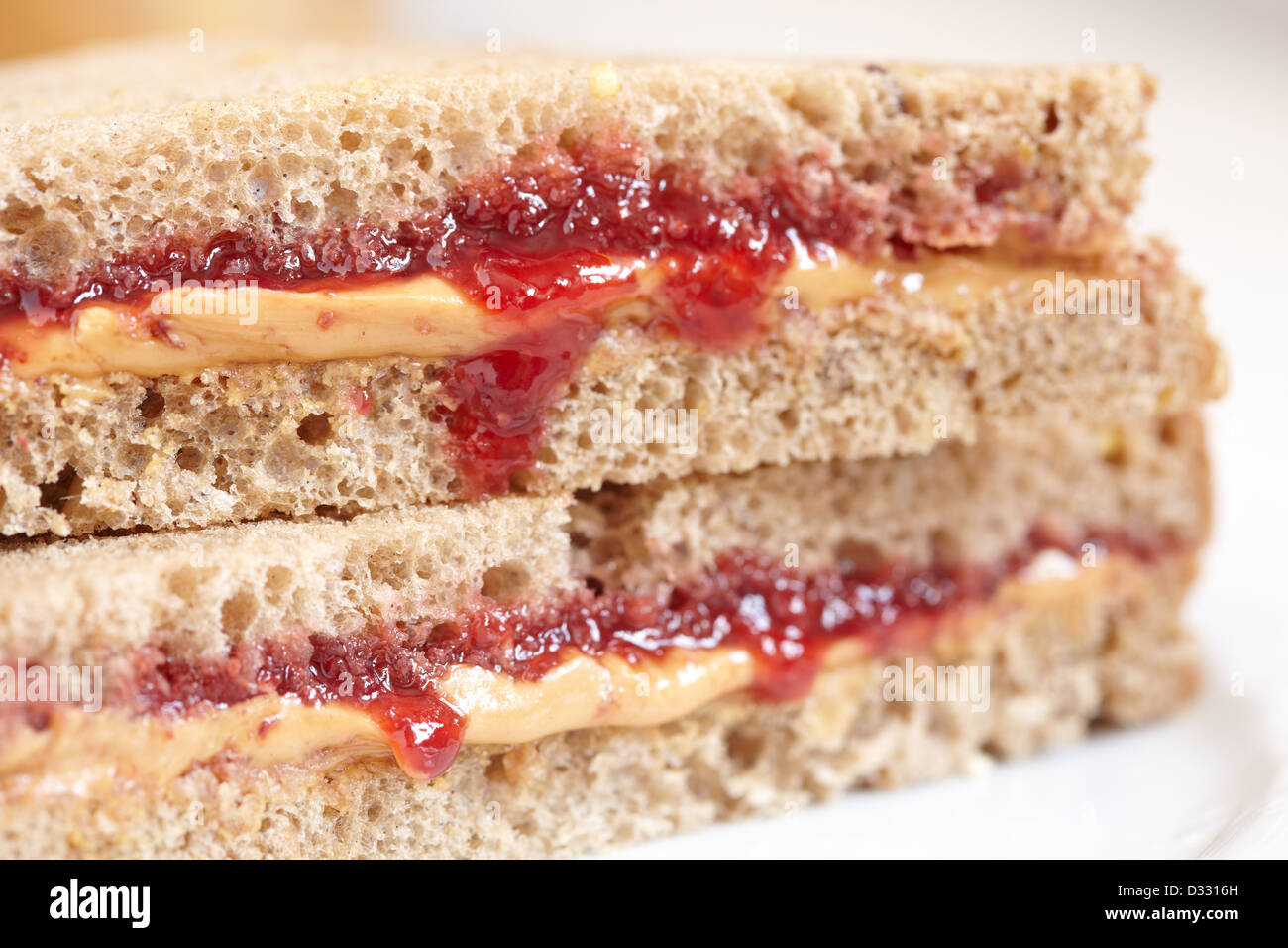 Peanut butter and jelly on multigrain bread Stock Photo