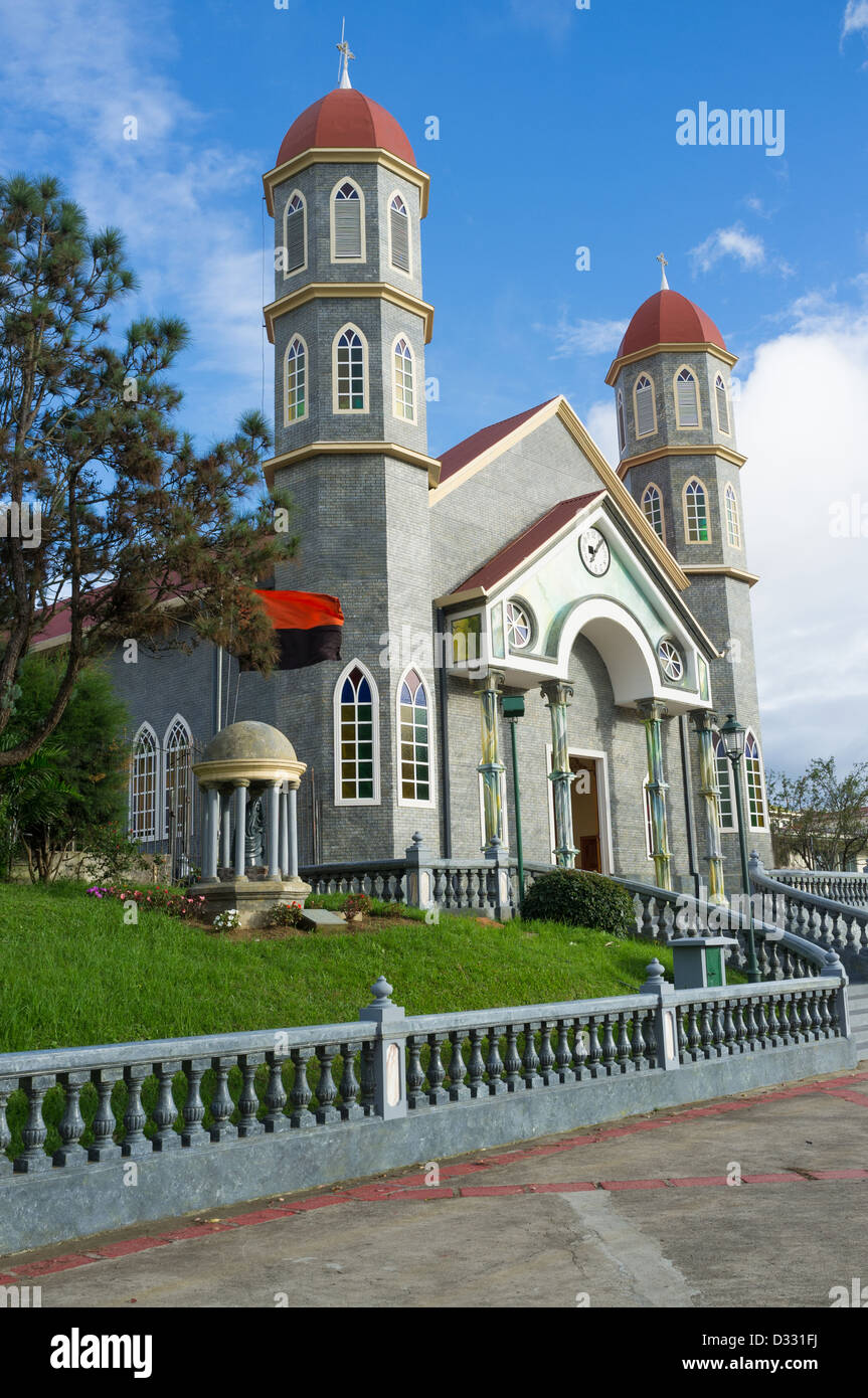 Facade of the colorful church of Zarcero, Costa Rica Stock Photo