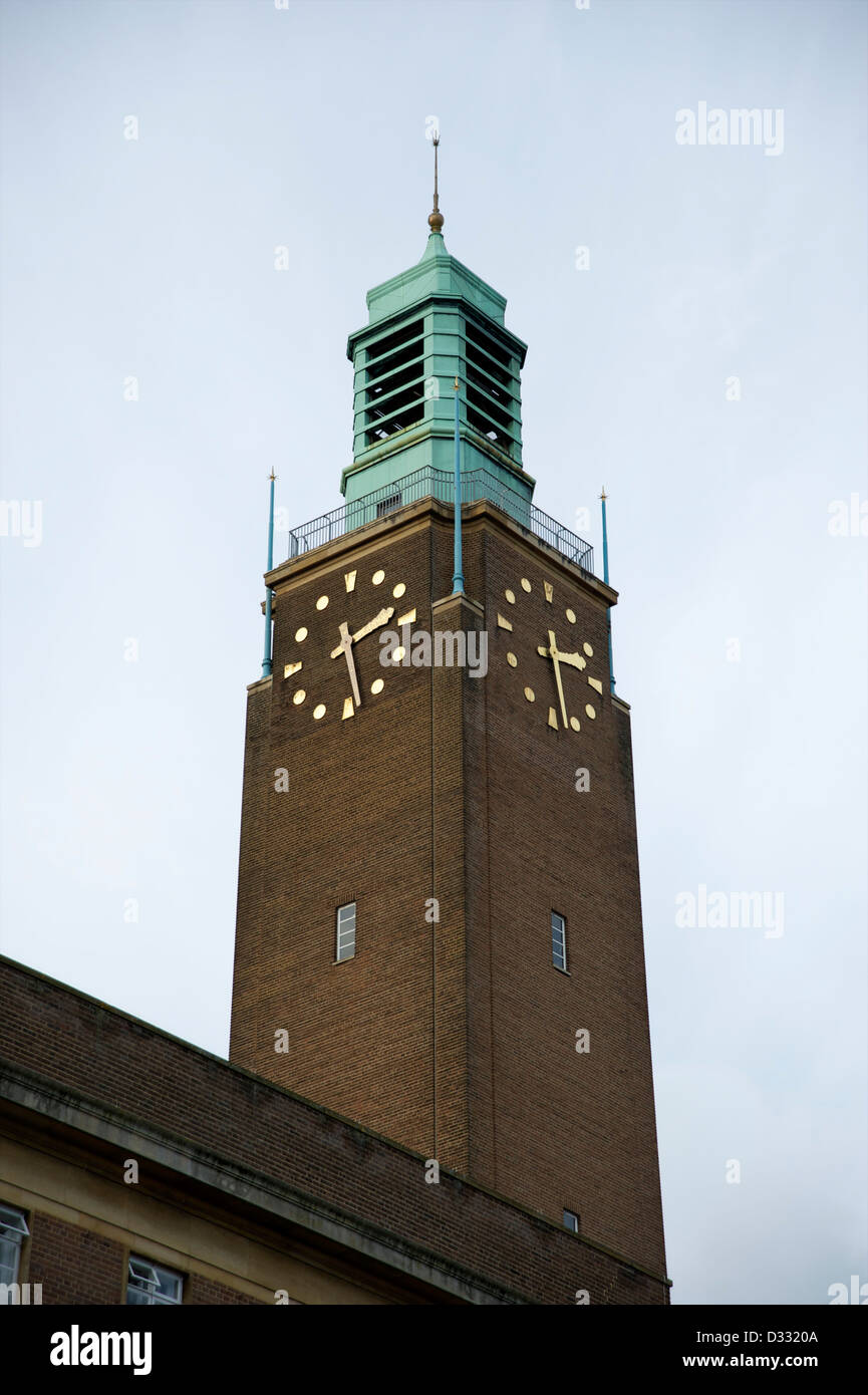 Norwich City Hall Clock Tower Stock Photo Alamy