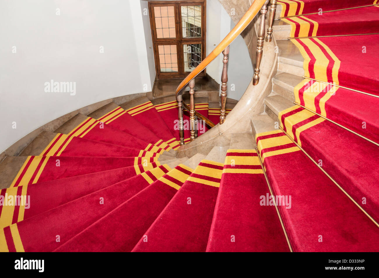 Stairwell in the Polish palace. Royal castle in Warsaw. Stock Photo