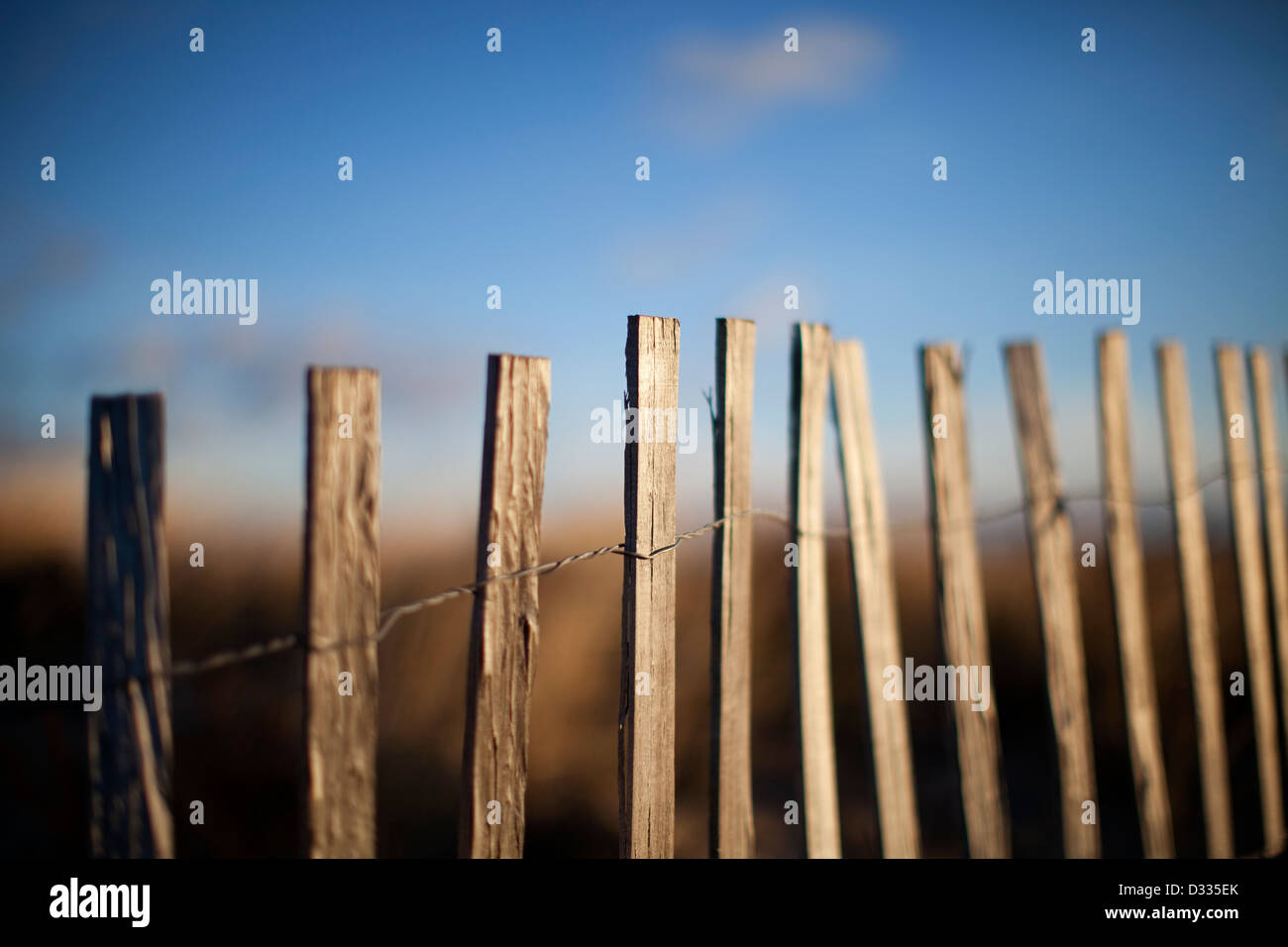 Snow fence close up in field. Stock Photo