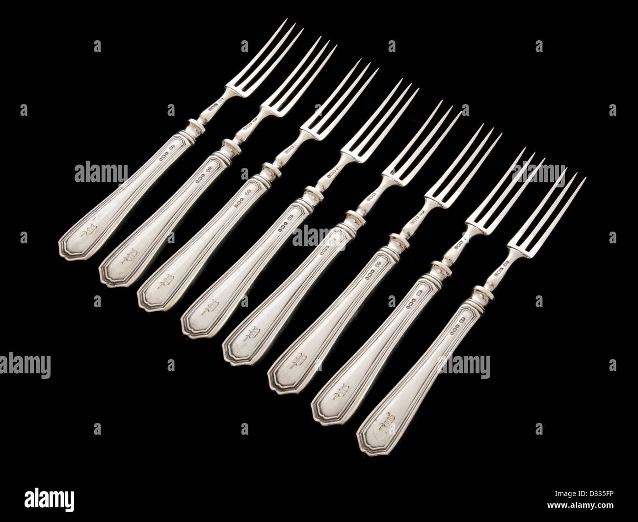 Vintage set of solid Sterling Silver fish forks by John Biggin Ltd