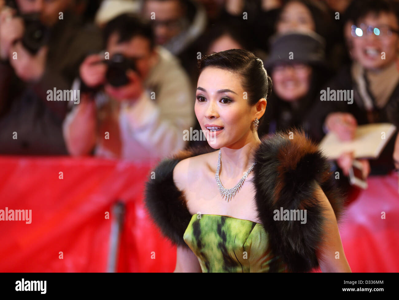 Chinese actress Zhang Ziyi arrives for the premiere of the movie 'The Grandmaster' ('Yi dai zong shi') during the 63rd annual Berlin International Film Festival, in Berlin, Germany, 07 February 2013. The movie has been selected as the opening film for the Berlinale and is running in the offical section out of competion. Photo: Hannibal dpa Stock Photo