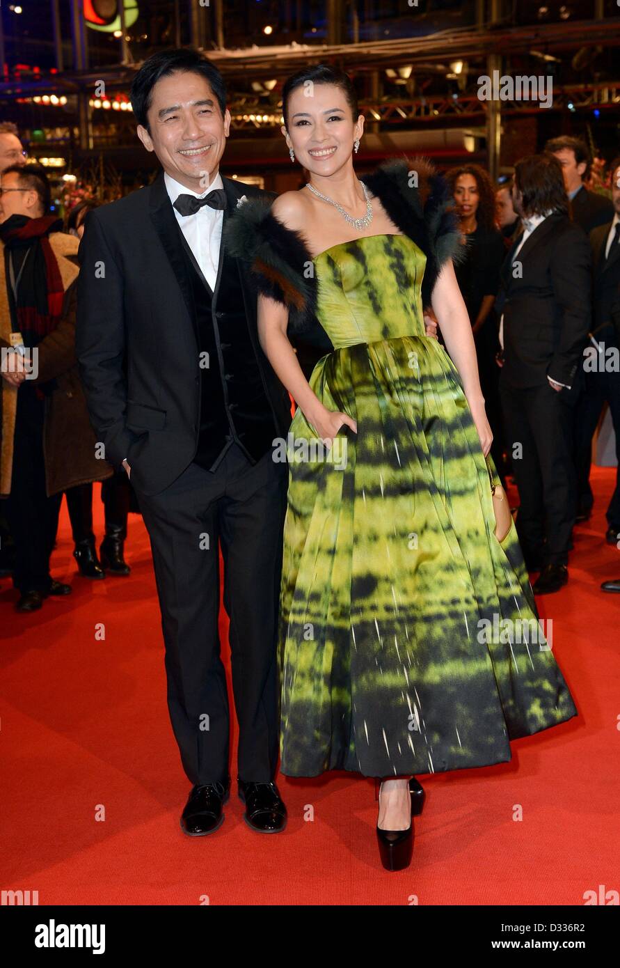 Chinese actors Zhang Ziyi (R) and Tony Leung Chiu Wai arrive for the premiere of the movie 'The Grandmaster' ('Yi dai zong shi') during the 63rd annual Berlin International Film Festival, in Berlin, Germany, 07 February 2013. The movie has been selected as the opening film for the Berlinale and is running in the offical section out of competition. Photo: Britta Pedersen/dpa Stock Photo