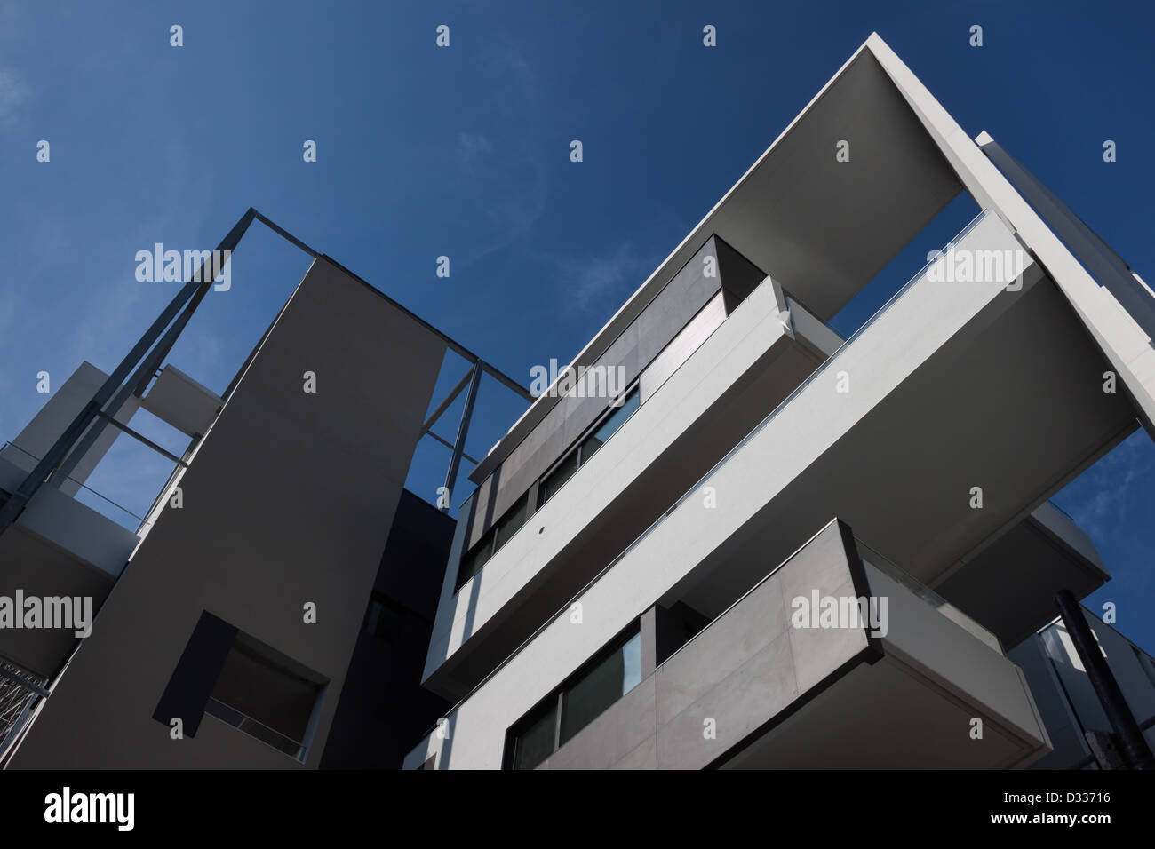 architectural detail of modern building against blue sky Stock Photo ...