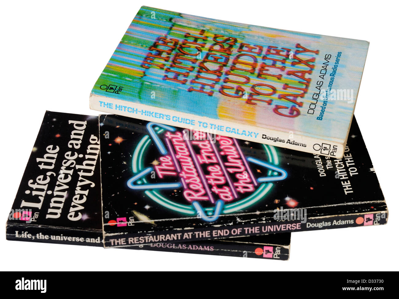 The Hitch Hikers Guide to the Galaxy trilogy by Douglas Adams Stock Photo